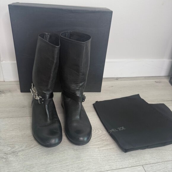 RACHAEL ZOE January Leather Strap Black Boots Size 7 with Box - Picture 7 of 8